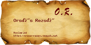 Orsós Rezső névjegykártya